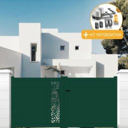 Portail aluminium battant découpe laser en kit + Motorisation dimension L.3000 (entre piliers) x