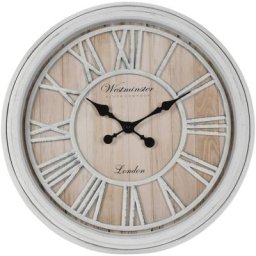 Horloge murale chiffres romains London blanc et naturel H&s Collection Blanc