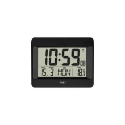 60.4519.01 radiopiloté(e) horloge murale 215 mm x 26 mm x 160 mm noir grand écran - Tfa Dostmann