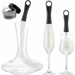 Brosse de nettoyage pour carafe à vin 3 pièces Récureur de bouteille flexible avec boules de