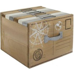 The Home Deco Factory - Boite album photo en bois 18.7 x 17.8 x 13 cm Voyages