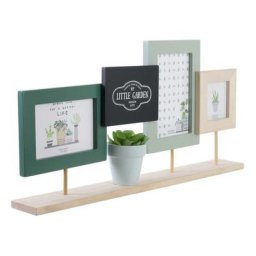 Mobilibrico - Cadre Photo X3 Avec Plante Artificielle - beige vert