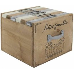 Album photo format box famille en MDF - Longueur 18 Largeur 17 Hauteur 13cm - Beige