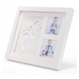 En bois avec couvercle cadre photo à trois cadres empreinte de main boue ensemble bébé main et pied