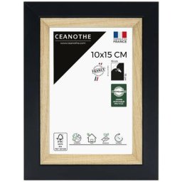 Cadre Photo Noir et Bois - Cadre pour Photo 10x15 cm et 15x10 cm convient au A6 et Carte Postale –