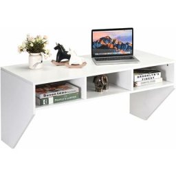 Bureau Murale avec 3 Etagéres de Rangement 108 x 53 x 52 cm Table pour, Étude, Cuisine, Bar, Etc.