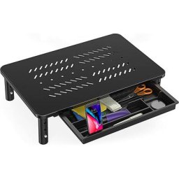 Réhausseur d'Écran d'Ordinateur en Métal avec Tiroir de Stockage Support de Moniteur pc/tv, Hauteur