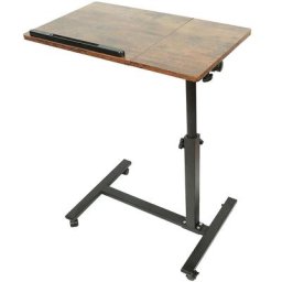 Dyhf - Table Roulante de Lit Canapé avec 4 roulettes Hauteur Réglable 60X34.5X58/90cm