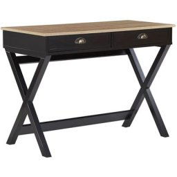 Beliani - Bureau 2 Tiroirs 103 x 50 cm Effet Bois Clair et Noir Idéal pour Coin de Travail à