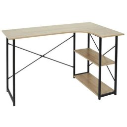 Bureau d'angle effet bois Job noir - Noir - Noir et naturel