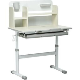 Bureau enfant multi-rangement - bureau hauteur réglable, plateau inclinable - 3 étagères, 2 niches,