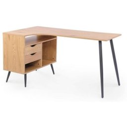 Bureau d'angle avec caisson en bois LEOMIR - bois clair