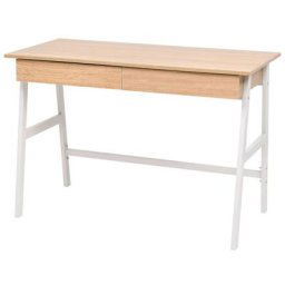 Bureau informatique Table de bureau - 110 x 55 x 75 cm Chêne et blanc BV834460 Bonnevie