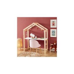 Bureau cabane enfant 120x50x151 cm blanc et naturel - osny