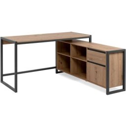 Calicosy - Bureau d'angle modulable décor chêne L139 cm - Prague Bois clair