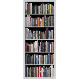 Sticker décoratif pour porte, trompe l'oeil bibliothèque moderne blanche remplie de livres, mélange
