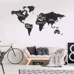 Grande déco vintage xxl carte du monde en bois mdf moderne déco 3D rétro tour du mondial mappemonde