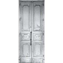 Sticker décoratif pour porte, trompe l'oeil porte en bois d'un manoir, de couleur grise patinée