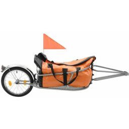 Remorque à bagages pour vélo tissu Oxford + cadre en acier avec sac orange et noir - Noir