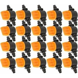 Lot de 20 mini valves d'irrigation goutte à goutte de 6,35 mm pour tuyau d'irrigation de 4/7 mm