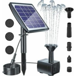 Fontaine solaire de pompe 6V 2W - Pompe à eau flottante avec 6 Buses pour Bassin / Piscine /