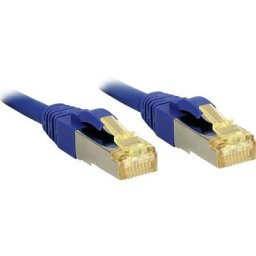 LINDY 47278 RJ45 Câble réseau, câble patch CAT 6a (câble brut CAT 7) S/FTP 1.50 m bleu avec cliquet