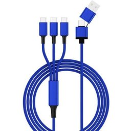 Câble de charge usb usb 2.0 usb-a mâle, usb-c® mâle, usb-c® mâle, usb-c® mâle 1.20 m bleu triocnb