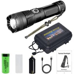 H002 Lampe de Poche led Tactique Ultra Puissante 4000 Lumens élevés Super Lumineuse Zoomable usb