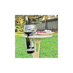 Wenh - Portable extérieur pliant en bois porte-verre à vin plage pique-nique fête table à vin