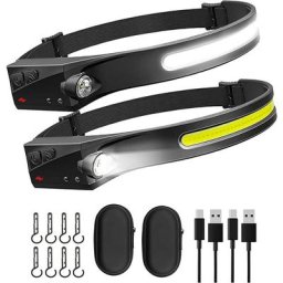Led Lampe Frontale usb Rechargeables Etanches cob xpe Lampe Torche Frontale avec Mode Capteur