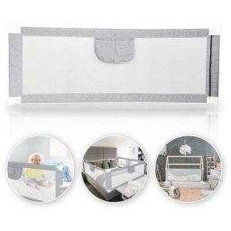 Barrière de Lit pour Enfant 2 mètre(s) Barrière de Sécurité de Lit d'Enfant Polyester Gris