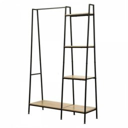 Casame - Penderie Industrielle 1 Tablette Basse avec 4 Étagères - Casâme - Bois