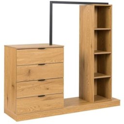 Meuble d'entrée portant 4 tiroirs 3 étagères en bois et métal GLENN - bois noir