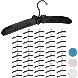 Cintre en satin, lot de 50, cintre rembourré doux, pour vestes, crochet rotatif 360°, 38 cm, noeud