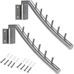 2 Patères Barre/crochet de vêtement, porte-vêtement Crochet Inox Mural, Balancer 180°, Chargé max