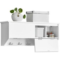 Sobuy - FHK24-W Portemanteau Mural Meuble d'Entrée Vestiaire Portant à Vêtements Étagère Murale