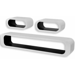 3 Etagères Cubes Suspendues mdf Stockage dvd Blanc Noir Rectangulaire Vidaxl Noir