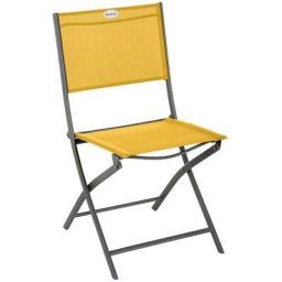 Lot de 4 chaises de jardin pliantes Modula Jaune moutarde & Graphite - Hespéride - Jaune moutarde /