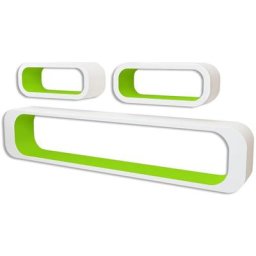 3 Etagères Cubes Suspendues mdf Stockage dvd Blanc/Vert Rectangulaire Vidaxl Vert