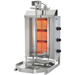 Machine à Kébab Döner Shawarma Rôtissoire Gaz Naturel Commerciale 8,4kW Potis Argent
