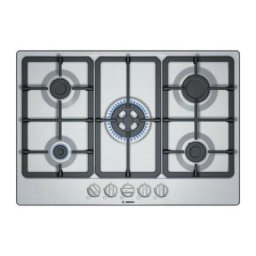 PGQ7B5B90 - Table de cuisson a gaz - 5 zone - 10800W - 75 cm - Acier Inox - Bosch
