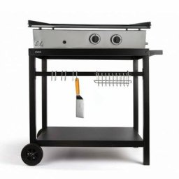 Pack Simogas Plancha Gaz inox 75cm 8-10 Personnes + Desserte mobile - Gris