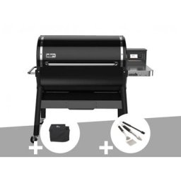Barbecue à pellets Weber Smokefire EX6 gbs + Housse + Kit 3 ustensiles - Noir