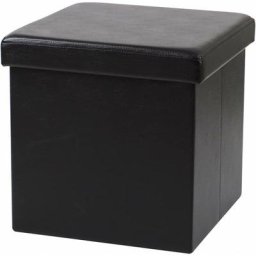 Pouf de rangement carré aspect cuir en pvc - 76 x 37,5 x h 37,5 cm - Noir - Livraison gratuite