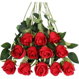 Lot de 10 roses artificielles en soie pour décoration d'intérieur Rouge