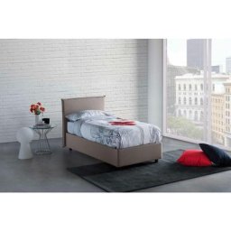 Talamo Italia Lit simple Bruna, Lit conteneur avec revêtement en tissu, 100% Made in Italy,