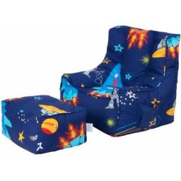 Intérieur Imprimé Fauteuil Pour les enfants avec pouf, Confortable Bean Bag & Pouf Avoir Poches