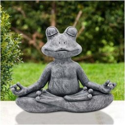 Statue de grenouille de méditation, sculpture sur pierre solide anti-corrosion, adaptée à la