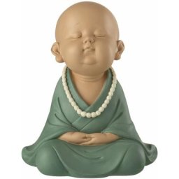 Moine zen résine petrole h. 23 cm - Bleu