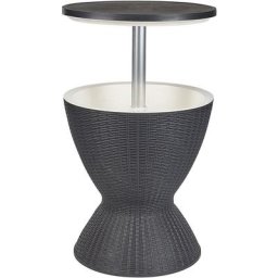 Beliani - Table de Jardin Noire en Polypropylène 49 cm Ronde avec Glacière Intégrée Aisa - Noir